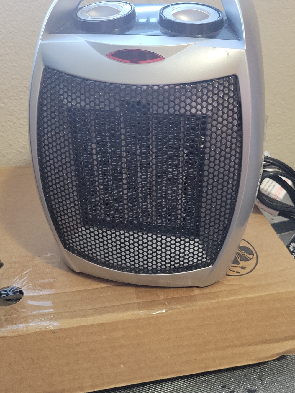 Portable Silver Ceramic Space Heater - Compact Personal Heater